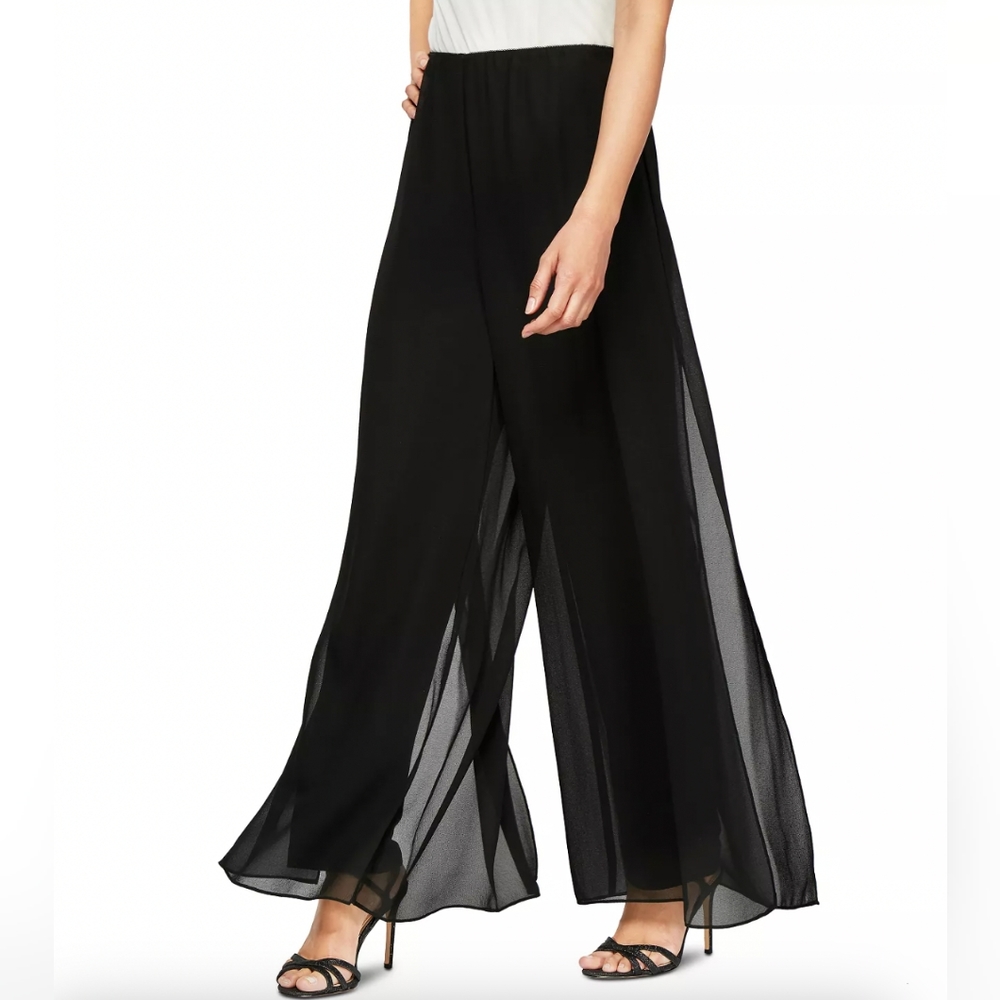 Black sheer double layered evening pants